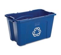 Rubbermaid Commercial Products, Recycling Bins/Boxes for Paper and Packaging, Stackable, 18 GAL, for Indoors/Outdoors/Garages/Homes/Commercial Facilities, Blue (FG571873BLUE), Pack of 6