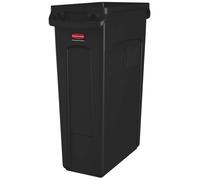 Rubbermaid Commercial Products SLIM JIM 23 GallonVented Trash Can , Brown | Integrated cinches secure liners without knotting, while a space-saving profile fits tight kitchen spaces easily.