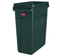 Rubbermaid Commercial Products Slim Jim Bin 60 L Green - Rectangular Waste Container With Venting Channels For Kitchens, Offices, Workspaces or Communal Areas - 1955960