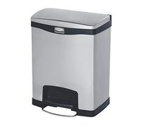 Rubbermaid Commercial Products Slim Jim Step-on Metal Front Step Waste Receptacle Bin 30 Litre Black 1901985