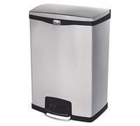 Rubbermaid Commercial Products Slim Jim Step-on Metal Front Step Waste Receptacle Bin 90 Litre Black 1901999