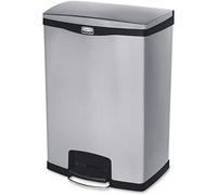 Rubbermaid Commercial Products Slim Jim Step-on Metal Front Step Waste Receptacle Bin 90 Litre Black 1901999