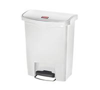 Rubbermaid Commercial Products Slim Jim Step-on Resin Front Step Waste Receptacle Bin 30 Litre White 1883555