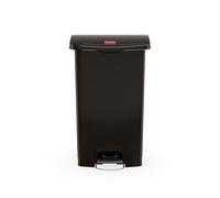 Rubbermaid Commercial Products Slim Jim Step-on Resin Front Step Waste Receptacle Bin 50 Litre Black 1883611