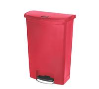 Rubbermaid Commercial Products Slim Jim Step-on Resin Front Step Waste Receptacle Bin 90 Litre Red 1883570