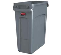 Rubbermaid Commercial Products Slim Jim Vented Container | Tall Plastic Waste Bin for Kitchen & Office Areas | 60 l, Grey