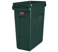 Rubbermaid Commercial Products Slim Jim Vented Container | Tall Plastic Waste Bin for Kitchen & Office Areas | 60 l, Green
