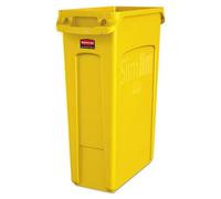 Rubbermaid Commercial Products Slim Jim Vented Container | Tall Plastic Waste Bin for Kitchen & Office Areas | 87 l, Yellow