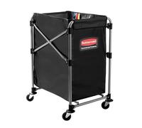 Rubbermaid Commercial Products X-Cart Folding Trolley Frame & Vinyl Bag Bundle | Mobile Foldable Laundry Trolley for Linen & Waste Collection | 150 l, Gray Frame & Black Bag