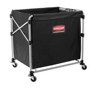 Rubbermaid Commercial Products X-Cart Folding Trolley Frame & Vinyl Bag Bundle | Mobile Foldable Laundry Trolley for Linen & Waste Collection | 300 l, Gray Frame & Black Bag