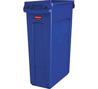 Rubbermaid Commercial Vented Slim Jim Trash Can Waste Receptacle, 23 Gallon, Blue, Plastic, 1956185