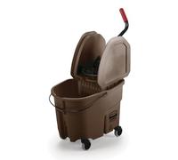 Rubbermaid Commercial WaveBrake 2.0® 35 QT Down-Press Mop Bucket and Wringer, Brown (FG757788BRN)