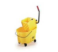 Rubbermaid Commercial WaveBrake Mopping System Bucket and Side-Press Wringer Combo, 26-quart, Yellow (FG748000)