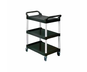 Rubbermaid Compact Utility Trolley Black Finish Polypropylene Shelves