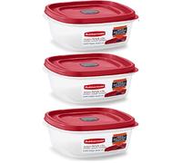 Rubbermaid Easy Find Lid Square 5-Cup Food Storage Container (Pack of 3), Red (Vented)