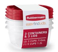 Rubbermaid EasyFindLids Food Storage and Organization Containers, 3-Pack, Racer Red, BPA-Free, Microwave & Dishwasher Safe