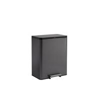 Rubbermaid Elite Stainless Steel Metal Dual Stream Step-On Trash Can for Home, Kitchen Waste and Recycling, 15.9 Gallon, Charcoal, Trash and Recycle Bin Combo