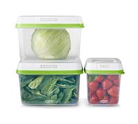 Rubbermaid FreshWorks Produce Saver, Medium and Large Storage Containers, 6-Piece Set, Clear, White, Green, Set of 3, Med & Lg