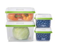 Rubbermaid FreshWorks Produce Saver Medium & Large Containers with FreshVent, Lifetime Filter, BPA-Free, Nesting Lids & Bases (Code 2114813)