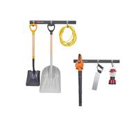 Rubbermaid Garage Fasttrack 8-Piece Small Kit, Black/Grey, All-in-One Rail & Hook Wall Hanging Kit, Wall Mounted Storage Solution, for Home/Garage