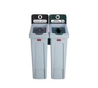 Rubbermaid Grey 2 Stream Recycling Station General/Mixed Recycling (Each)