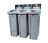 Rubbermaid Grey 3 Stream Recycling Station General Waste/Mixed Recycling/Food (Each)