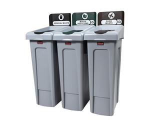 Rubbermaid Grey 3 Stream Recycling Station General Waste/Mixed Recycling/Food (Each)