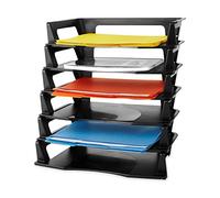 Rubbermaid Regeneration Letter Tray, Six Tier, Plastic, Black (86028), A4-size documents and folders