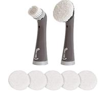 Rubbermaid Cleaning Power Scrubber Brush Polish Detail Kit, Microfiber Stainless Steel, Red and Gray, 8 Pieces