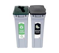 Rubbermaid Slim Jim 2-Stream Recycling Station General Waste/Mixed Recycling 2129601