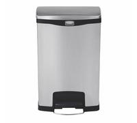 Rubbermaid Slim Jim Front Step on Pedal Bin Stainless Steel 50Ltr - [GE938]
