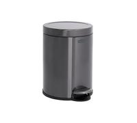 Rubbermaid Stainless Steel Round Step-On Bin 6 L Charcoal - Wastebasket With Lid For Home, Bathroom or Kitchen - 2179250