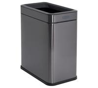 Rubbermaid Stainless Steel Wastebasket, 2.6-Gallon, Charcoal, Trash Can fits Under Desk for Home/Office/Bathroom
