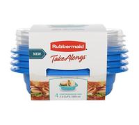 Rubbermaid TakeAlongs On the Go Food Storage and Meal Prep Containers, 2.9 Cup Square Containers, 4-Pack (2115739)