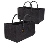 Rubberneck Felt Bag with Carrying Handles, Set of 2 XL Shopping Bags with Handle, Shopping Basket, Foldable Firewood Bag, Carrying Bag, 50x25x25cm, Anthracite