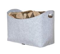 Rubberneck Felt Firewood Basket XL with Handles for Wood, Newspapers, Magazines, 54 x 39 x 30 cm, Grey