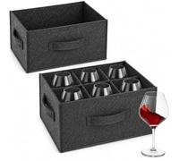 Rubberneck Felt Glass Holder, Wine Glass Holder, Motorhome Crockery Storage for 6 Red Wine Glasses, for Camping, Camper, Motorhome, Vanlife Dark Grey