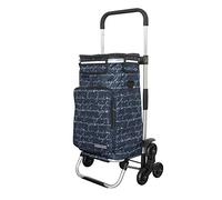 Rubberneck Foldable Shopping Trolley for Groceries 6-Wheel Stair Climbing Cart Large 44L Capacity, Blue