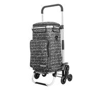 Rubberneck Foldable Shopping Trolley for Groceries 6-Wheel Stair Climbing Cart Large 44L Capacity, Black