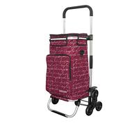 Rubberneck Foldable Shopping Trolley for Groceries 6-Wheel Stair Climbing Cart Large 44L Capacity, Red