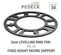 Rubbertech Pedeck 3mm Levelling Rings - Compatible With Fh-14 Fixed Height Paving Supports Only - Box Of 30