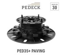 Rubbertech Pedeck Ped35+ Adjustable Paving Pedestals 35-60mm - Raised Slab Supports For Porcelain & Concrete Paving - Pack Of 30