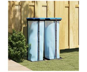 Rubbish Bag Holder 2pcs Black/Blue 28x28x85cm PP 120L Collapsible Lid Portable