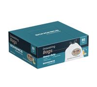 SONGMICS Bin Bags, 20 L Rubbish Bags with Drawstrings, 80 Pieces, Liner Code L, Heavy-Duty, Quick-Dispense Box, Cream White KRB021A02