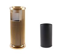 Rubbish Bin Dustbin Outdoor Trash Can Hotel Vertical Trash Can- Vertical Dustbin for Hotels and Public Spaces, Large Kitchen Bin with Separate Inner Bin, Gold