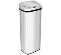 Rubbish Bin Silver/Black 50L Stainless Steel Slim Sensor Touch-Free Kitchen Tall