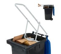 Relaxdays Rubbish Press for Wheelie Bins, Household Waste Compressor, Manual, Recycling Compactor, Steel, Grey, 41 x 35 x 95 cm