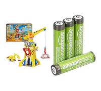 Rubble & Crew Crane Tower, with Kinetic sand, 3+ years, & Amazon Basics AAA Rechargeable 4 pack, 850mAh