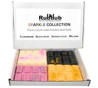 Rubdub 4 X 30G Soy Wax Melt Snap Bars (Black Opium/Flower Explosion/Grande Cloud/Millions) - 100 Hours + Burn Time - Highly Scented - Wax melts gift set, Wax melts strong scented (Sparkle Collection)