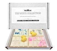 Rubdub 4 X 30G Soy Wax Melt Snap Bars (Fairy Dust/Baby Powder/Fluffy Towels/Coconut Moon) - 100 Hours + Burn Time - Highly Scented - Wax melts gift set, Wax melts strong scented (White Collection)